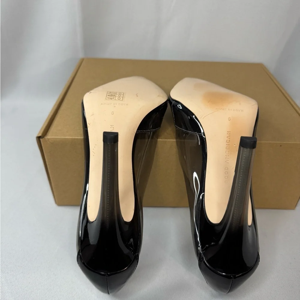 NWOT Good American Cinderella pump heels clear stiletto in Light Smoke women’s 9 - Picture 8 of 8